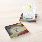 Namen en datum van de Amerikaanse vlag Glazen Onderzetter (Schuin)