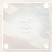 Namen en datum van de Amerikaanse vlag Glazen Onderzetter (Achterkant)