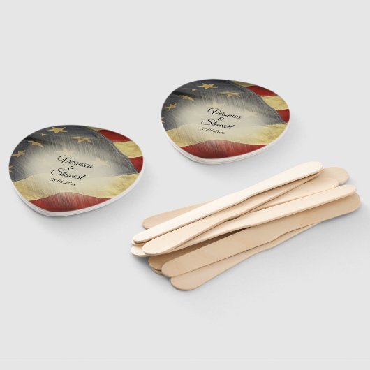 Namen en datum van de Amerikaanse vlag Handwaaier (Niet-gemonteerd)