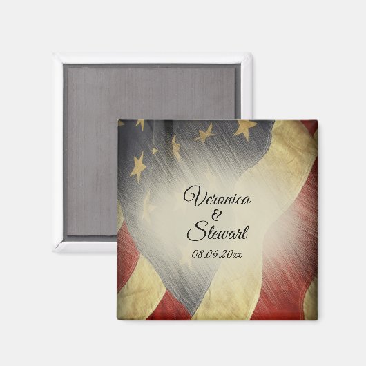Namen en datum van de Amerikaanse vlag Magneet (Voorkant / Achterkant)