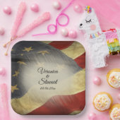 Namen en datum van de Amerikaanse vlag Papieren Bordje (Feest)