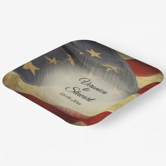 Namen en datum van de Amerikaanse vlag Papieren Bordje (Gebogen)