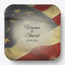 Namen en datum van de Amerikaanse vlag Papieren Bordje