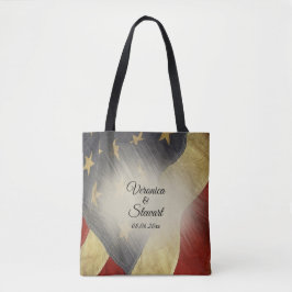 Namen en datum van de Amerikaanse vlag Tote Bag