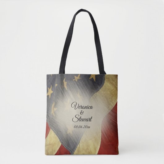 Namen en datum van de Amerikaanse vlag Tote Bag (Voorkant)