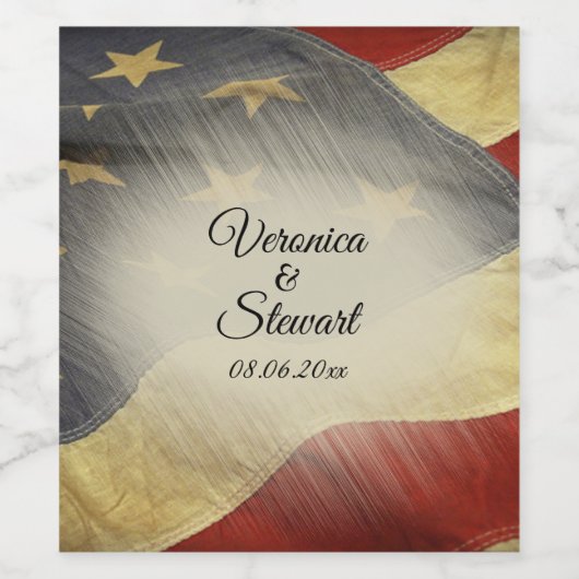 Namen en datum van de Amerikaanse vlag Wijn Etiket (Enkel label)