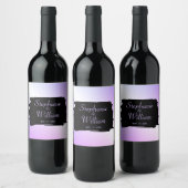 Namen en datum van het huwelijk van Lavender Wijn Etiket (Flessen)