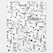 Namen en gespikkelde muzieknoten zwart-wit fleece deken (Voorkant)