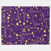 Namen en gouden harten over paarse typografie fleece deken (Voorkant (Horizontaal))