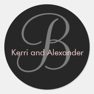 Namen en Initiaal Monogram B Sticker Zwart & Roze