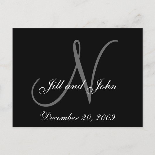 Namen en Initiaal Monogram Huwelijksaankondiging Aankondigingskaart (Voorkant)