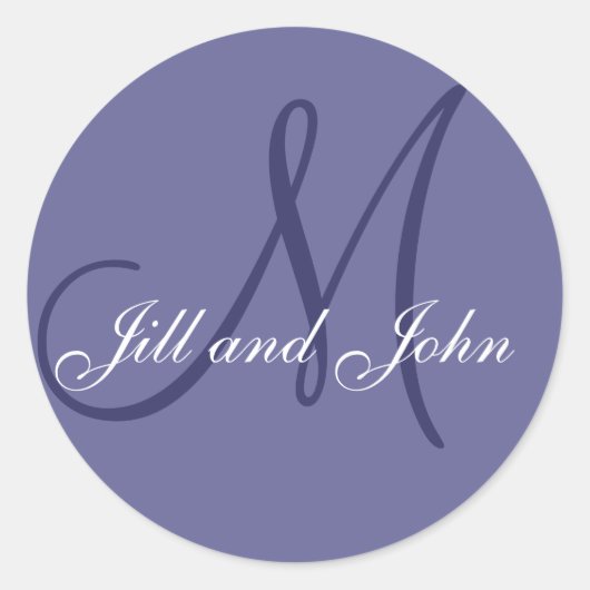Namen en Initiaal Monogram Sticker Blauw Mauve (Voorkant)