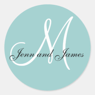 Namen en Initiaal Monogram Sticker Blauw & Wit