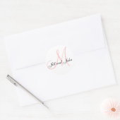 Namen en Initiaal Monogram Sticker Wit Roze (Envelop)