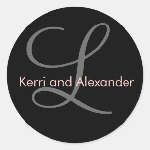 Namen en Initiaal Monogram Sticker Zwart en Roze