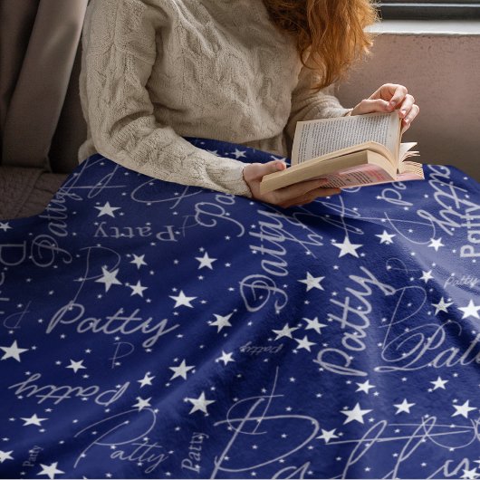 Namen en sterren overal Typography Blue Fleece Deken