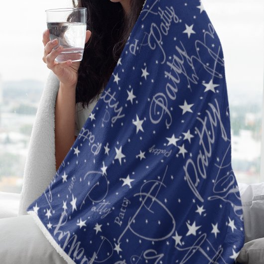 Namen en sterren overal Typography Blue Fleece Deken