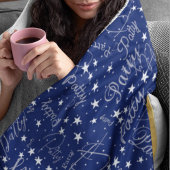 Namen en sterren overal Typography Blue Fleece Deken