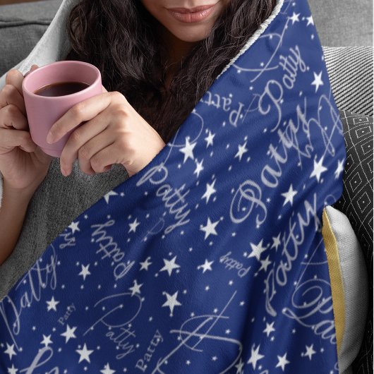 Namen en sterren overal Typography Blue Fleece Deken