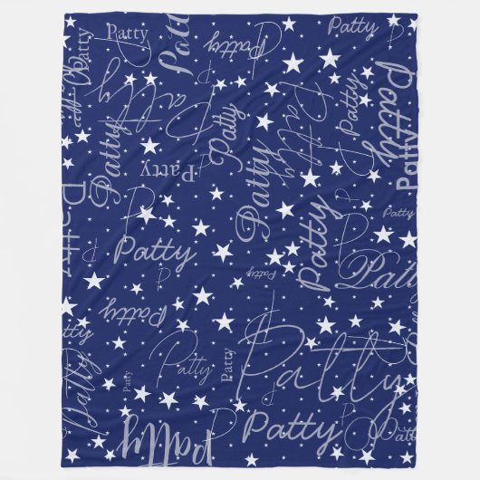 Namen en sterren overal Typography Blue Fleece Deken (Voorkant)