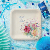 Namen en tekstweddenschap van Rozen personaliseren Papieren Bordje (Feest)