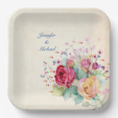 Namen en tekstweddenschap van Rozen personaliseren Papieren Bordje (Voorkant)