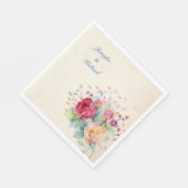 Namen en tekstweddenschap van Rozen personaliseren Servet (Hoek)