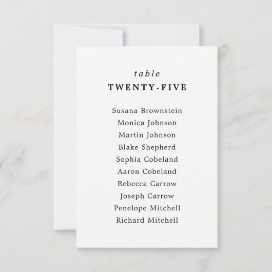 Namen gast op tabelnummer kaart (Voorkant)