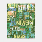 Namen Gerepliceerd kleurpatroon Typografie Groen Fleece Deken (Voorkant)