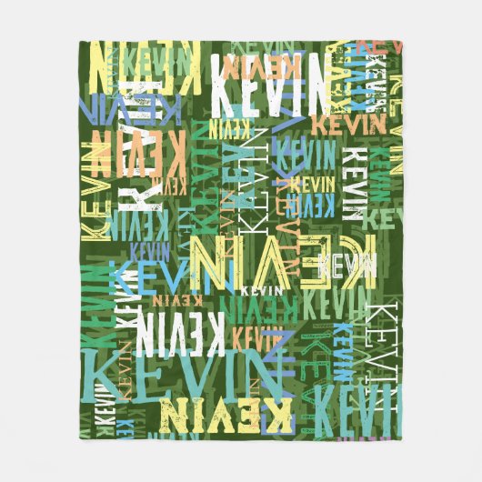 Namen Gerepliceerd kleurpatroon Typografie Groen Fleece Deken (Voorkant)