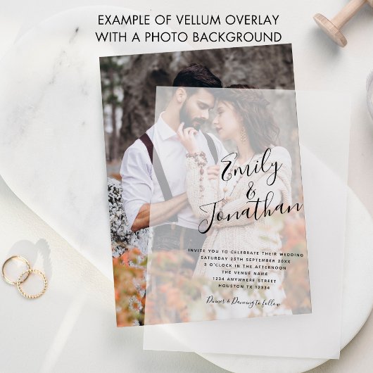 Namen in Calligraphy Script Wedding Vellum Uitnodigingen