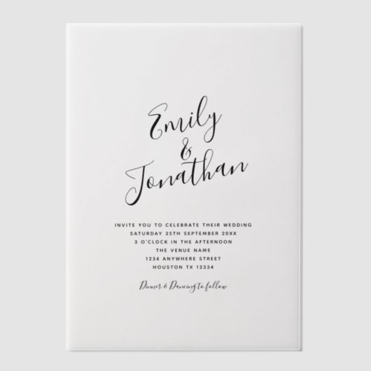 Namen in Calligraphy Script Wedding Vellum Uitnodigingen (Voorkant)
