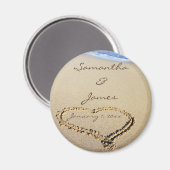 Namen in de Sand Personal Round Wedding Magnet (Voorkant / Achterkant)