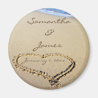Namen in de Sand Personal Round Wedding Magnet