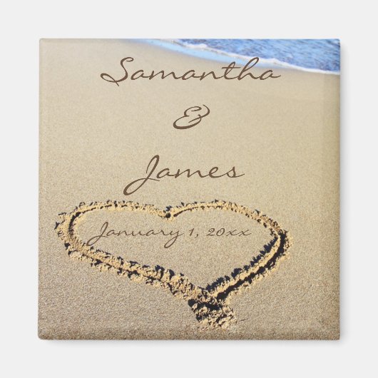 Namen in de Sand Personal Wedding Magnet (Voorkant)