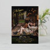 Namen in Gold Foil Script Photo Wedding Folie Uitnodiging (Staand Voorkant)
