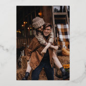 Namen in Gold Foil Script Photo Wedding Folie Uitnodiging (Achterkant)