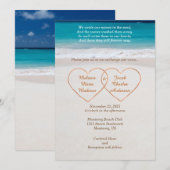 Namen in harten op de strand trouw uitnodiging (Voorkant / Achterkant)