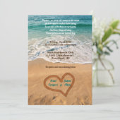 Namen in het hart op het strand kaart (Staand voorkant)