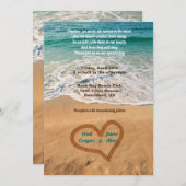 Namen in het hart op het strand kaart (Voorkant / Achterkant)