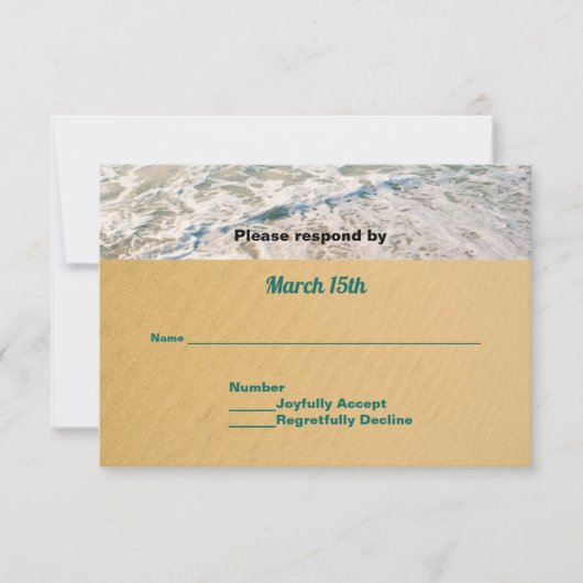 Namen in het hart op het strand Wedding RSVP (Voorkant)