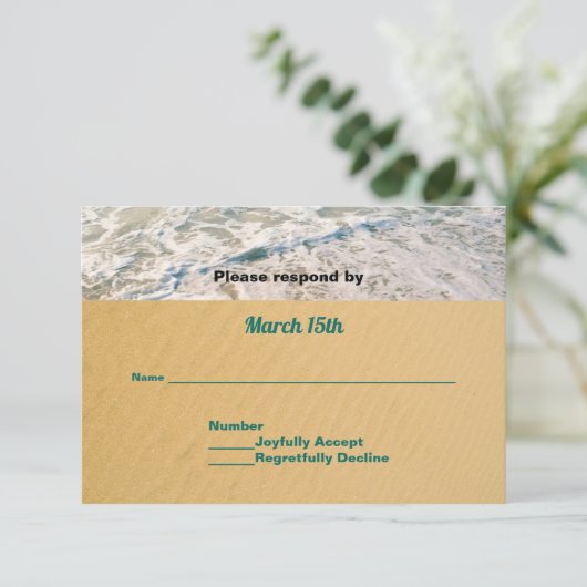 Namen in het hart op het strand Wedding RSVP (Staand voorkant)