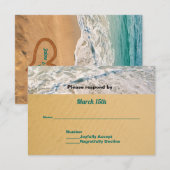 Namen in het hart op het strand Wedding RSVP (Voorkant / Achterkant)