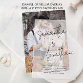 Namen in informele script bruiloft overlay vellum uitnodigingen