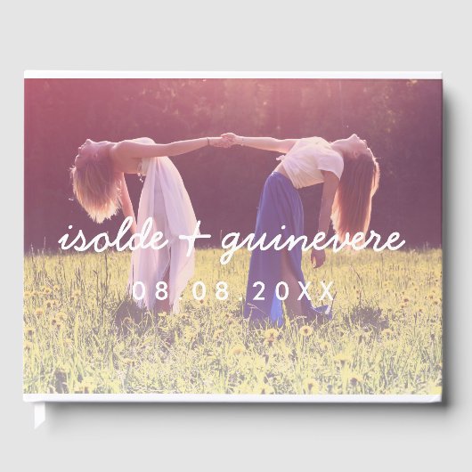 Namen in Script Custom Photo Wedding Gastenboek (Voorkant)