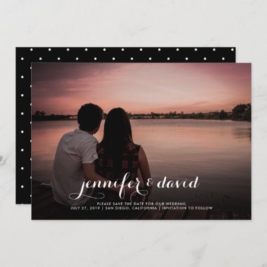 Namen in script | De datumfoto opslaan Save The Date (Voorkant / Achterkant)