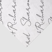 Namen in zwart, wit script kalligrafie bruiloft tissuepapier (Detail)