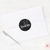 Namen & Initiaal Monogram Bruiloft Sticker Zwart (Envelop)