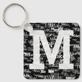 Namen & Initiaal ZWART Sleutelhanger