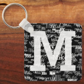 Namen & Initiaal ZWART Sleutelhanger (Voorkant)
